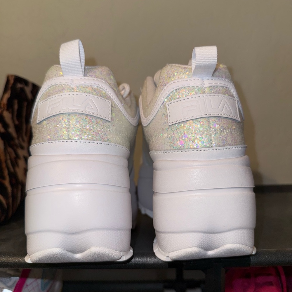 FILA Disruptor 2 Wedge Special Glitter | Women’s Iridescent Platform Sneakers - Picture 3 of 9